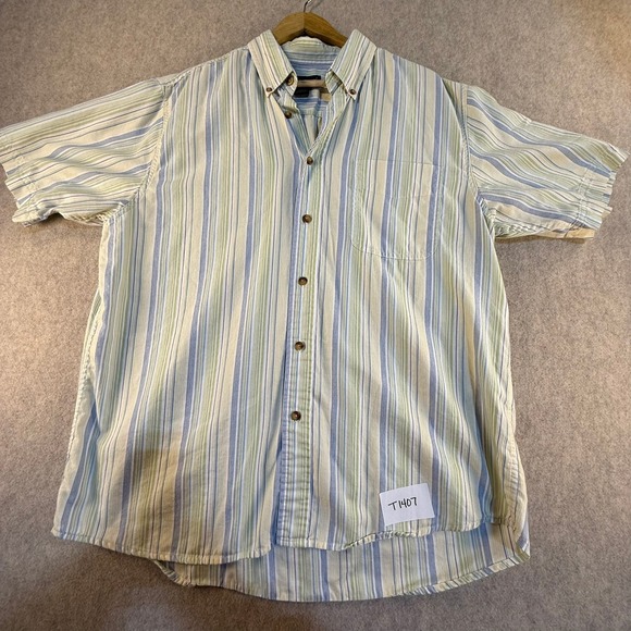 Eddie Bauer Other - Eddie Bauer Mens Large Relaxed Fit Short Sleeve Striped Cotton Button Down Shirt
